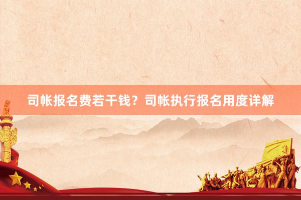 司帐报名费若干钱？司帐执行报名用度详解