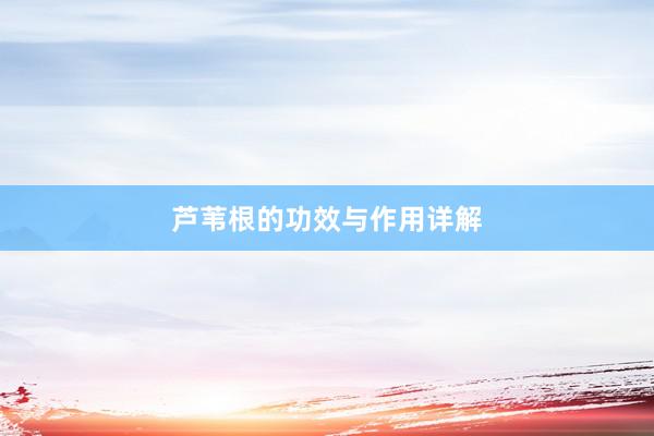 芦苇根的功效与作用详解